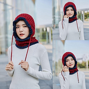 Mũ len lót lông trùm cổ siêu ấm mùa đông rét đậm thích hợp cả nam và nữ - Mu len lot long trum co