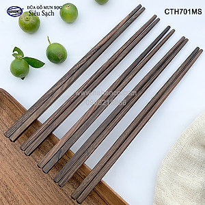 Đũa gỗ Tự nhiên trơn cao cấp (10 đôi) Chopstick of HAHANCO - CTH701MS - Sang trọng trên bàn ăn gia đình