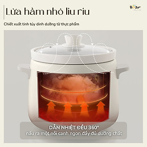 Nồi Nấu Cháo, Nấu Chậm 1.5L Bear SB-NNC15 (120W) - Hàng chính hãng