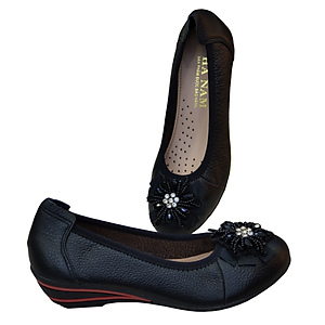 Giày Nữ Búp Bê Đế Xuồng HÀ NAM Da Bò Thật Cao Cấp 4cm GBBN2036