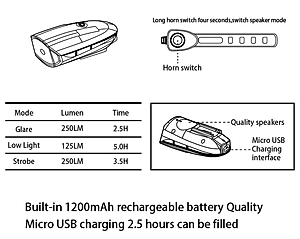 Đèn xe đạp - Đèn Pha xe đạp sử dụng pin AAA - Còi To - Chống Nước - Dễ dàng thay pin không cần chờ sạc - Pin Xanh Dương - Chính hãng DoDoDios