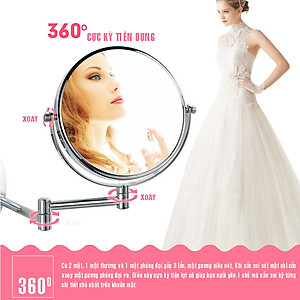 Gương trang điểm để bàn, LED, treo tường, Crom, phóng đại zoom x3, 2 mặt xoay siêu nét nhiều mẫu Minh House