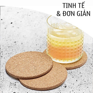 Bộ 16 Đế lót ly tròn thấm hút nước bằng gỗ xốp thân thiện môi trường Mai Lee (không logo) - Hàng chính hãng