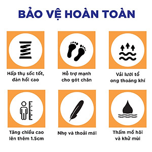 Lót giày thể thao nam nữ Genky Comfort 4 lớp, tăng 1,5cm chiều cao, chống sốc, thấm mồ hôi, khử mùi, nâng vòm bàn chân