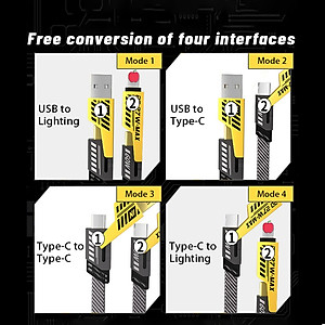 Cáp Sạc 4 Trong 1 đa năng dài 1 mét - công suất 65W, dùng cho nhiều dòng điện thoại 