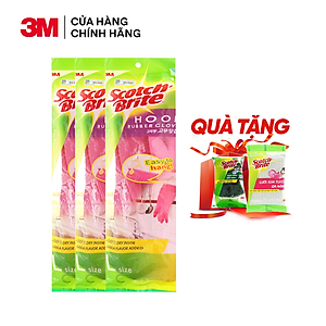 Găng tay gia dụng Scotch-Brite 3M 38cm đa năng, cao su thiên nhiên, an toàn cho da, che phủ tốt, có móc treo tiện lợi