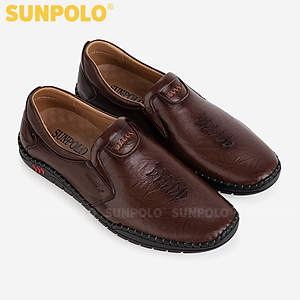 Giày Lười, Giày Mọi Nam Da Bò SUNPOLO CS5052 (Đen, Nâu)