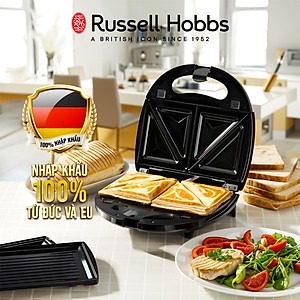 Máy Nướng Bánh Mì Hotdog, Waffle, Sandwich Tam Giác 3 Trong 1 Russell Hobbs 24540-56 Fiesta 750W 2 Phần - Hàng Chính Hãng Nhập Khẩu