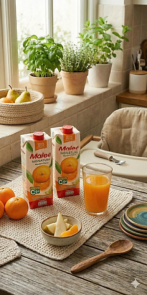 Nước Ép Hỗn Hợp Cam Với Tép Cam Và Rau Quả (Lê, Bí Đao) Hương Vị Quýt Malee Signature 1L - Nhập Khẩu Thái Lan