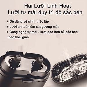 Máy Cạo Râu Mini 2 Lưỡi Cạo Nổi - (Tặng kèm 2 lưỡi cạo thay thế ) Máy Cạo Râu Đa Năng Đầu Cạo Chống Nước, cạo sạch chân râu, dung lượng pin lớn Hàng chính hãng