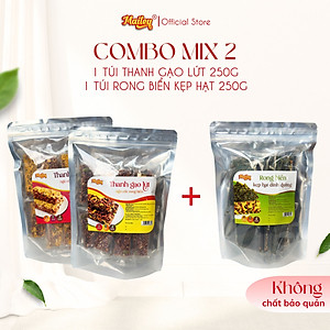 [COMBO MIX 2 500G] Rong biển kẹp hạt dinh dưỡng 250g + Thanh gạo lứt chà bông/rong biển mix hạt 250g