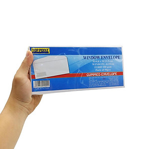 Bao Thư Toppoint Trắng Cửa Sổ Có Keo 10.8 x 23.5 cm (50 Cái/Lốc)