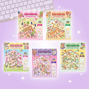 Combo 5 Cuốn Bóc dán 3D Tiệm Hoa Baby Three (Đồ chơi bóc dán 300+ Sticker cho bé)