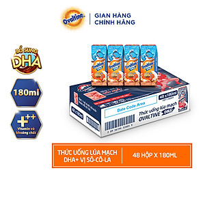 Thùng 48 hộp thức uống lúa mạch hương vị socola Ovaltine DHA+ 180ml