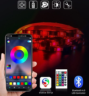 Cuộn Dây Đèn LED Kết Nối Bluetooth Trang Trí, Trang Trí Phòng, Dán Tường, Bàn Máy Tính, Tạo Không Gian Quay Video , Chụp Ảnh, Kèm Remote - Chính hãng