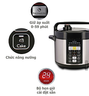 Nồi Áp Suất Điện Tử Philips HD2136 (5 Lít) - Hàng Chính Hãng