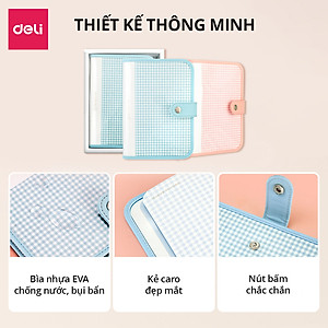 Sổ Tay Ghi Chép Bìa Cứng 32K 96 Trang Deli - 4 Định Dạng Giấy - Xanh Dương/Hồng - SZ025