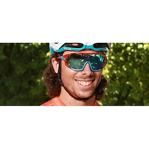 Kính mát thể thao Unisex Tifosi Sledge - Gọng Crystal Orange, Bộ 3 Tròng Đạp Chạy: Clarion Blue, Ac Red & Clear Lenses