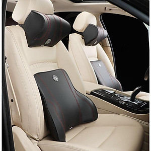 Gối tựa đầu và tựa lưng ô tô cao su non vỏ bọc da nhập khẩu cao cấp