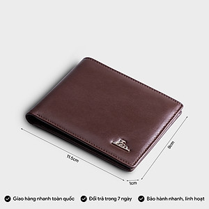 Ví nam da bò Lata ( Thời trang nam gấp 2 dáng ngang - Ví da thật LVN97 )