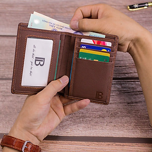 Ví nam, bóp nam da bò sáp Mexico Bụi Leather V102 - Bảo hành 12 tháng