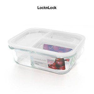 Hộp thủy tinh LocknLock BLANC bảo quản thực phẩm 3 ngăn 1040ml LLG1203	 - Hàng chính hãng, chịu nhiệt cao, có ngăn - JoyMall