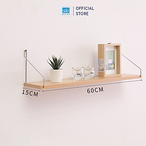 [Mua 2 giảm 10%] Kệ Gỗ Trang Trí Treo Tường Không Khoan SIB Decor, Móc Inox, Phụ Kiện Tặng Kèm KT02