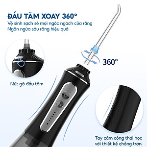 Tăm nước cầm tay h2ofloss hfp11, phiên bản mới nhất với dây sạc usb Type C và tăng cường khả năng chống nước