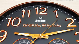 Đồng Hồ Treo Tường DECOR Trang Trí Nhà Hình Tròn Viền Mỏng 38cm EASTAR - Bộ Kim Số DẠ QUANG và NHIỆT ẨM KẾ TỰ ĐỘNG - Tặng Pin Maxell