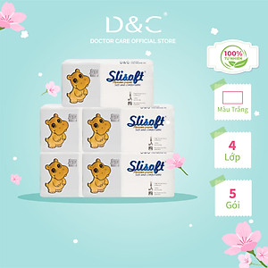 Combo 5 Giấy ăn Slisoft Trắng tự nhiên đa năng,khăn giấy rút không chất tẩy trắng an toàn cho cả gia đình