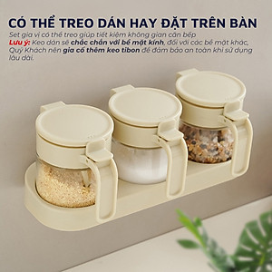 Set 3 hũ (lọ) đựng gia vị kèm khay DandiHome 250ml thủy tinh cao cấp tặng muỗng