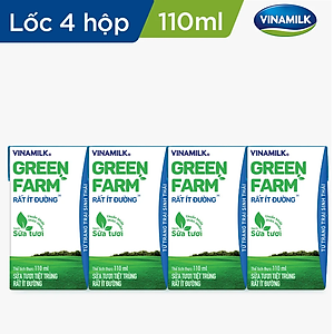 Thùng 48 hộp Tươi Tiệt Trùng Vinamilk Green Farm rất ít đường 110ml