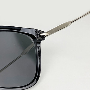 Kính Râm, Kính Mát Nam Nữ, Mắt Vuông To Đen, Càng Kim Loại, Chống UV 400 - BLUE LIGHT