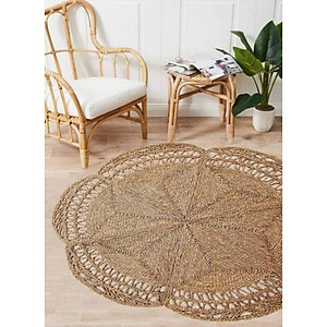 Thảm Trải Sàn Hình Bông Hoa ONGTRE Bằng Cói Trang Trí Nhà Cửa Chụp Ảnh Nhiều Kích Thước 120cm