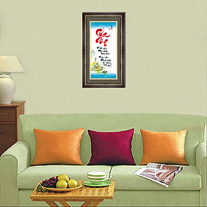 Tranh Khung Thư Pháp CẦU MONG CHA MẸ SỐNG LÂU TPT_40-13 (40 x 70 cm) Thế Giới Tranh Đẹp