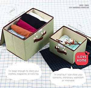 Combo 2 hộp đựng Nhà của Mẹ chất liệu vải bố, dùng để lưu trữ đồ đạc, quần áo đa năng - màu sắc giao ngẫu nhiên