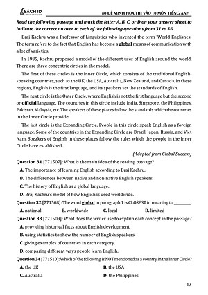 Sách - 80 Đề Minh Họa Thi Vào 10 - Môn Tiếng Anh