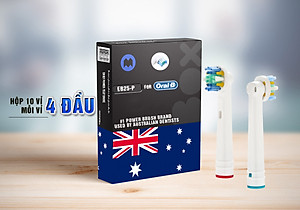 Cho máy Oral B Braun, bộ 4 Đầu Bàn Chải đánh răng điện thay thế MIHOCO EB25-P New Floss Action, đánh tan mảng bám, cao răng, làm sạch vết ố