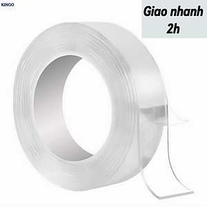 Cuộn băng keo trong suốt KG10 đa năng dán siêu dính trên mọi bề mặt, keo nano 2 mặt chống thấm tiện lợi dài 3cmx5m