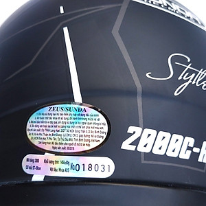 Mũ bảo hiểm fullface chính hãng Sunda 2000c đen nhám sọc trắng