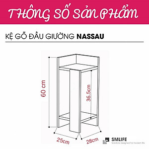 Kệ Đầu Giường Sang Trọng Thiết Kế Tối Giản SMLIFE Nassau Cạnh Trái