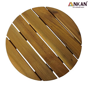 Combo 2 Đế Lót Chậu Cây Có Bánh Xe ANKAN 30cm Gỗ Tràm Mặt Tròn Màu Vàng, Chính Hãng