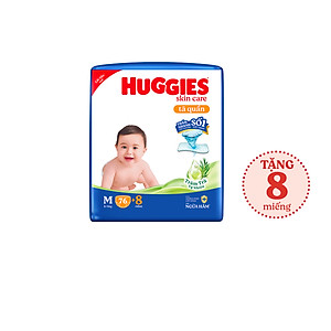 Tã/bỉm quần Huggies Skin Care Super Jumbo M76+8 miếng với tràm trà dịu da