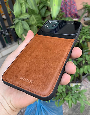 Ốp lưng da kính cao cấp dành cho iPhone 11 Pro - Màu vàng nâu - Hàng nhập khẩu - DELICATE