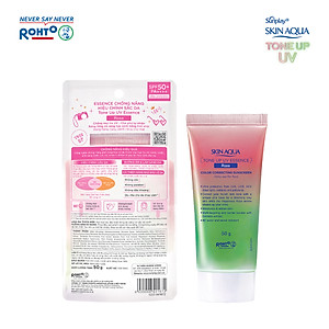 Kem chống nắng nâng tông Skin Aqua Tone up Rose cho da trắng, khuyết điểm xanh hoặc tái xanh, dạng tinh chất Sunplay Skin Aqua Tone Up UV Essence Happiness Aura (Rose) SPF 50+ PA++++ 50g
