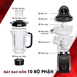 Máy Xay Sinh Tố Kiêm Máy Vắt Cam Masuto 1.25 Lít Công Suất 700 W - Hàng Chính Hãng