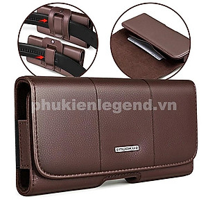 Case bao da đeo nịt da thật cho iPhone 11 12 13 14 Pro Max / 14 Plus / Note 20 / S22 / S23 ultra và các dòng máy từ 6.7 inch trở xuống hiệu HOTCASE Nuoku Elegant and Royal phiên bản đeo thắt lưng (có ngăn đựng thẻ, nắp gập hít nam châm) - Hàng nhập khẩu