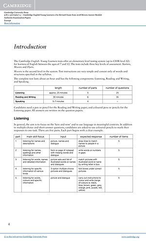 Cambridge English Young Learners 2 for Revised Exam from 2018 Movers Answer Booklet: Authentic Examination Papers