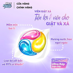 Túi Viên Giặt Xả MaxKleen 2 Trong 1 Hương Dấu Ấn Ngọt Ngào (34 viên/ túi)