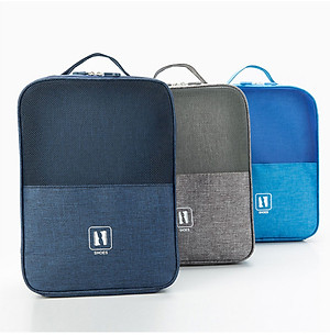 Túi Đựng Giày Dép Du Lịch KUNBE 3 Ngăn, Chất Liệu Chống Thấm Nước, Túi Để Giày Thể Thao Đa Năng Có Móc Gài Tay Kéo Vali Tiện Lợi - Hàng Loại 1 Dày Dặn